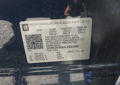 2020 Chevrolet Blazer Awd 2Lt z USA, uszkodzony, nr VIN 3GNKBHR42LS641890